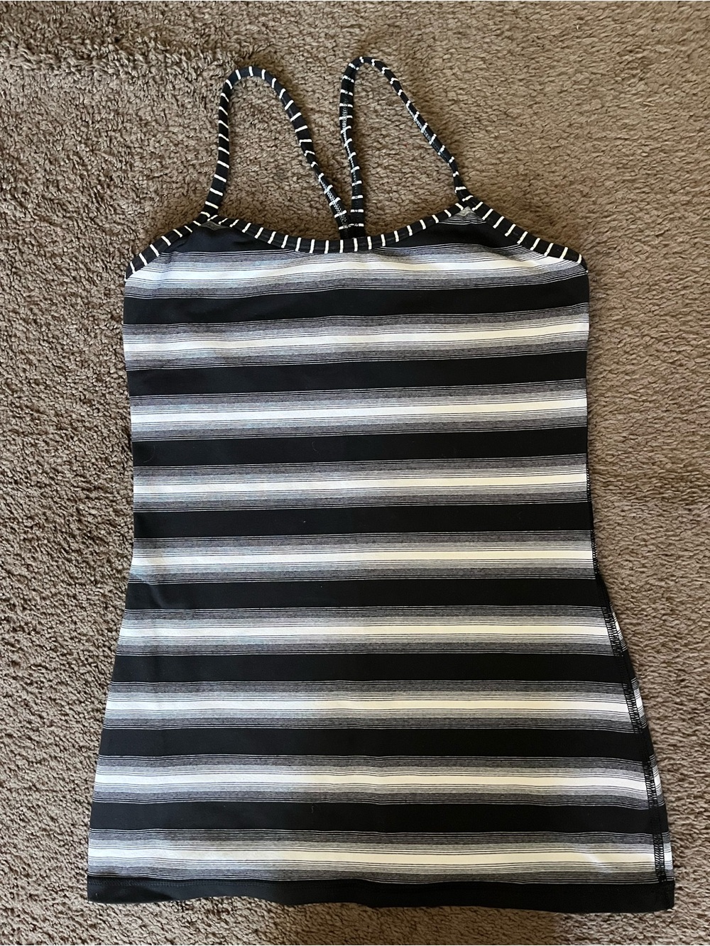 lululemon athletica Black and White Striped Tank Top